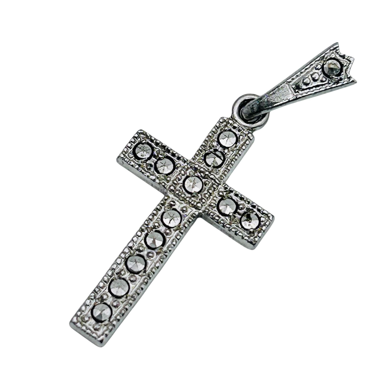 THEDA MARCASITE Sterling Silver Cross Pendant 1.35 G (1 of 4)
