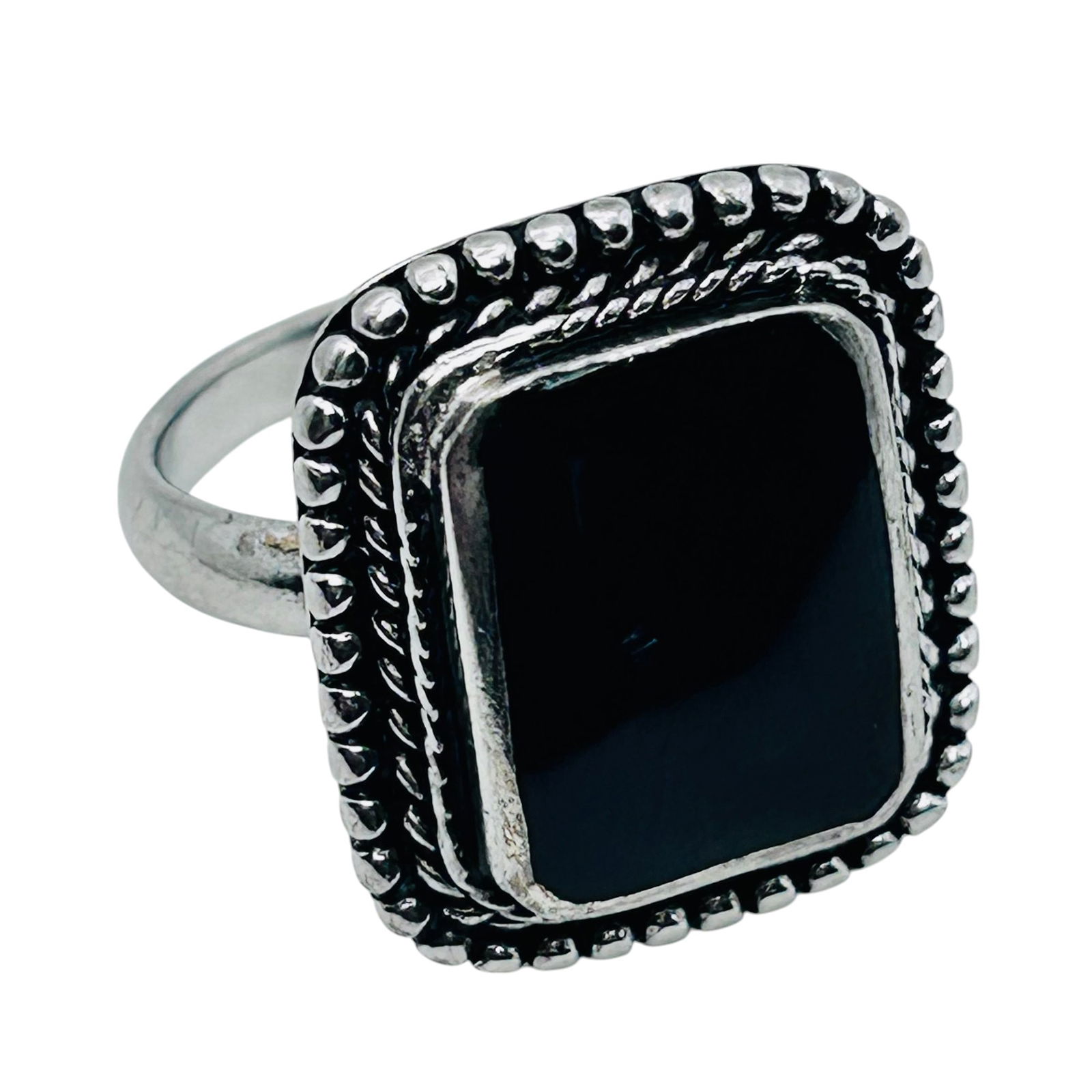 CHAPAL ZENRAY NF Sterling Silver Onyx Statement Ring Size 8, 6.9 G (1 of 5)