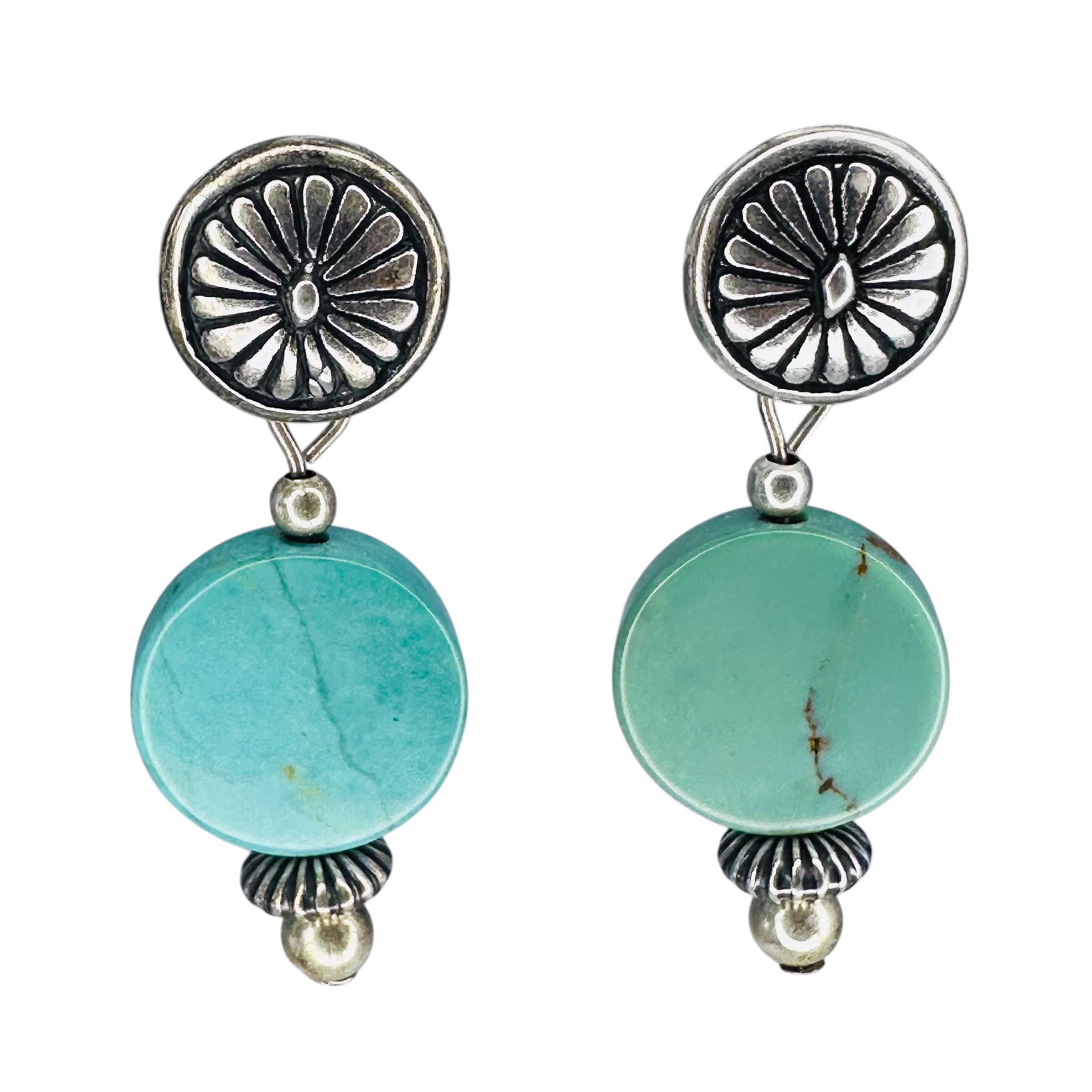 G, TURQUOISE Sterling Silver Dangle Earrings 2.70 G (1 of 4)