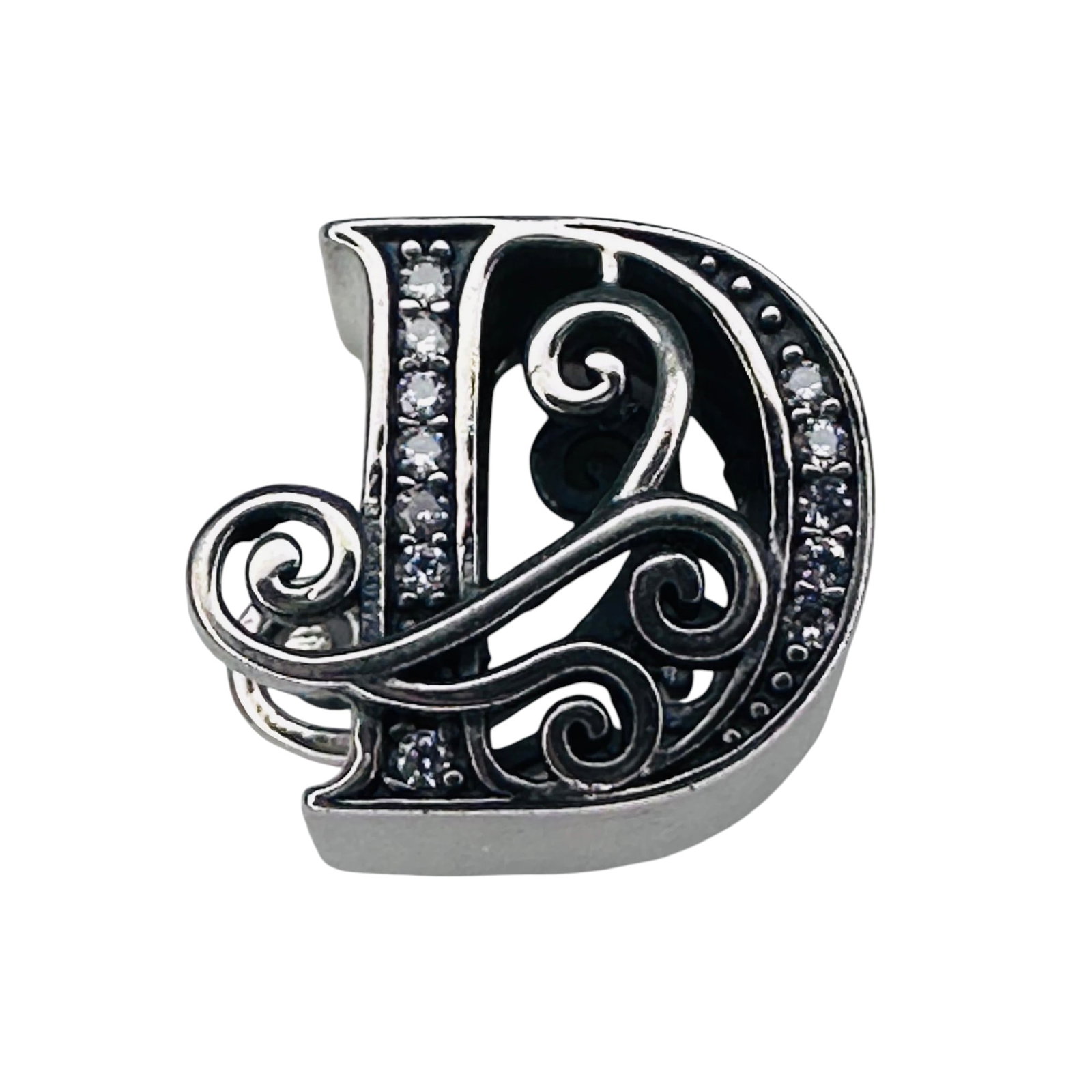 TOPAZ, Sterling Silver Letter D Pendant Unknown Symbol 2.49 G: TOPAZ sterling silver letter “D” pendant unknown symbol 2.49 g
