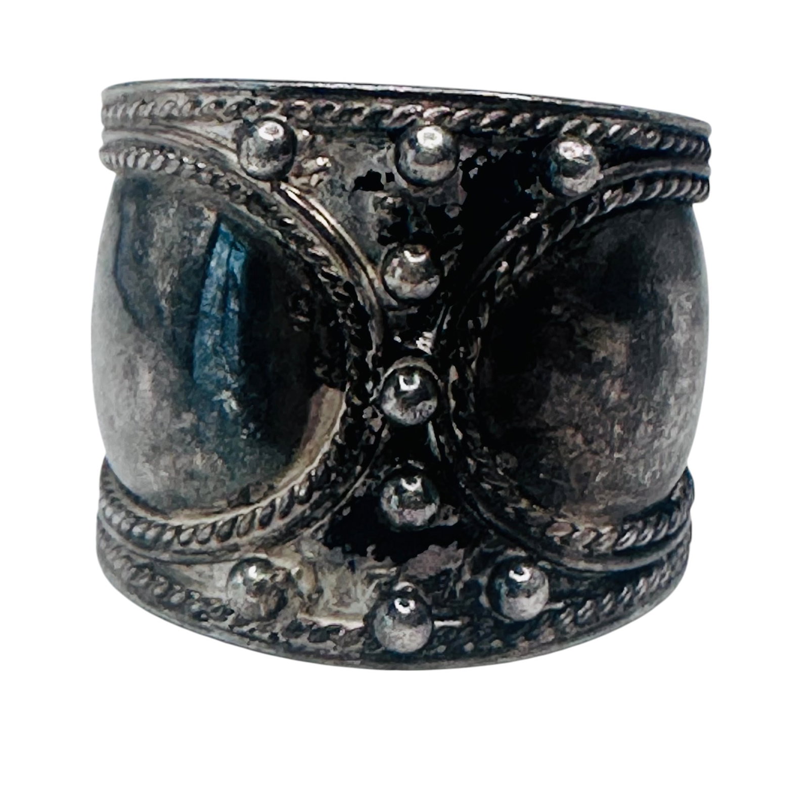 Sterling Silver Vintage Wide Band Ring Size 8, 4.36 G: Sterling silver vintage wide band ring size 8 4.36 g