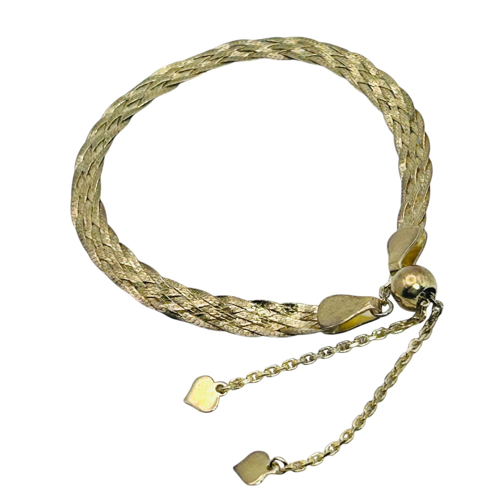 Sterling Silver Five Strand, Braided Adjustable Bracelet Gold Tone 3.83 G (1 of 4)