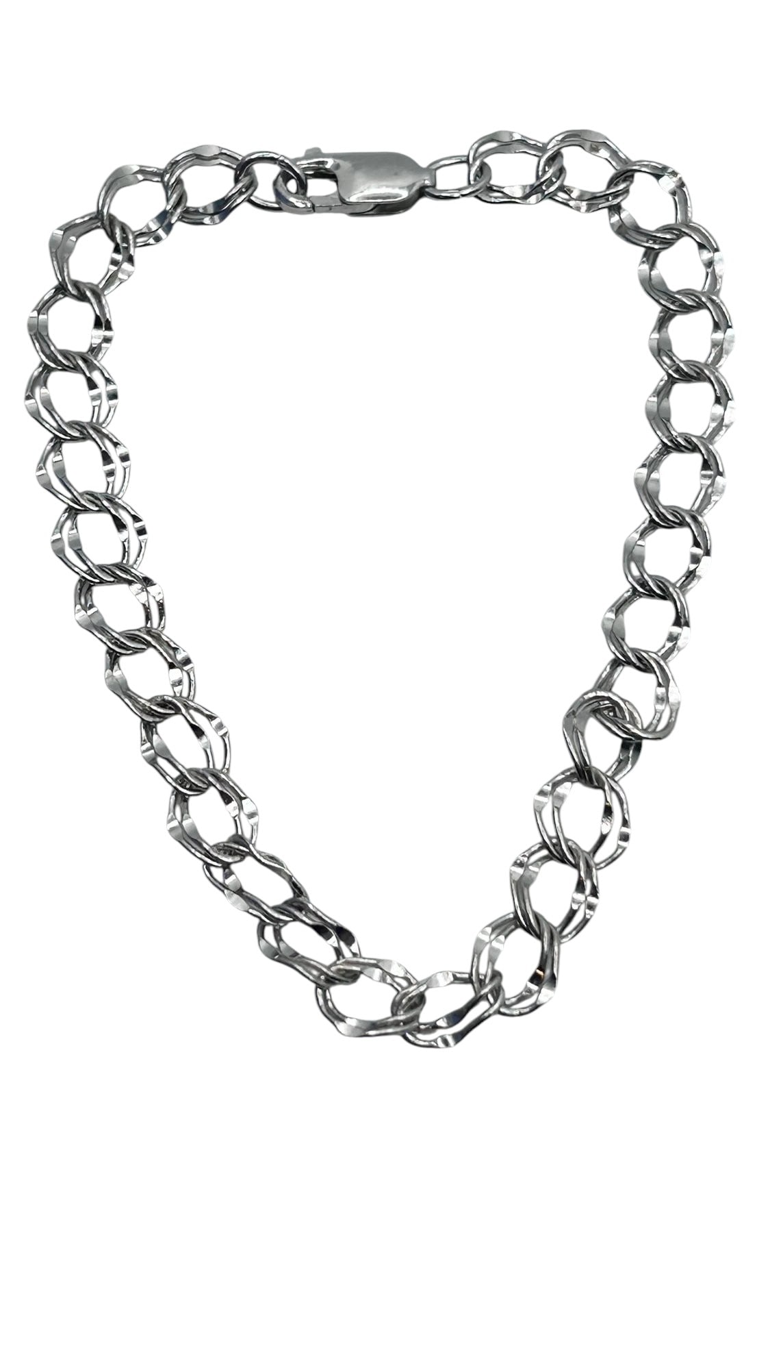 PROCHAIN Sterling Silver Double Curb Chain Bracelet. 5.56 G. (1 of 4)