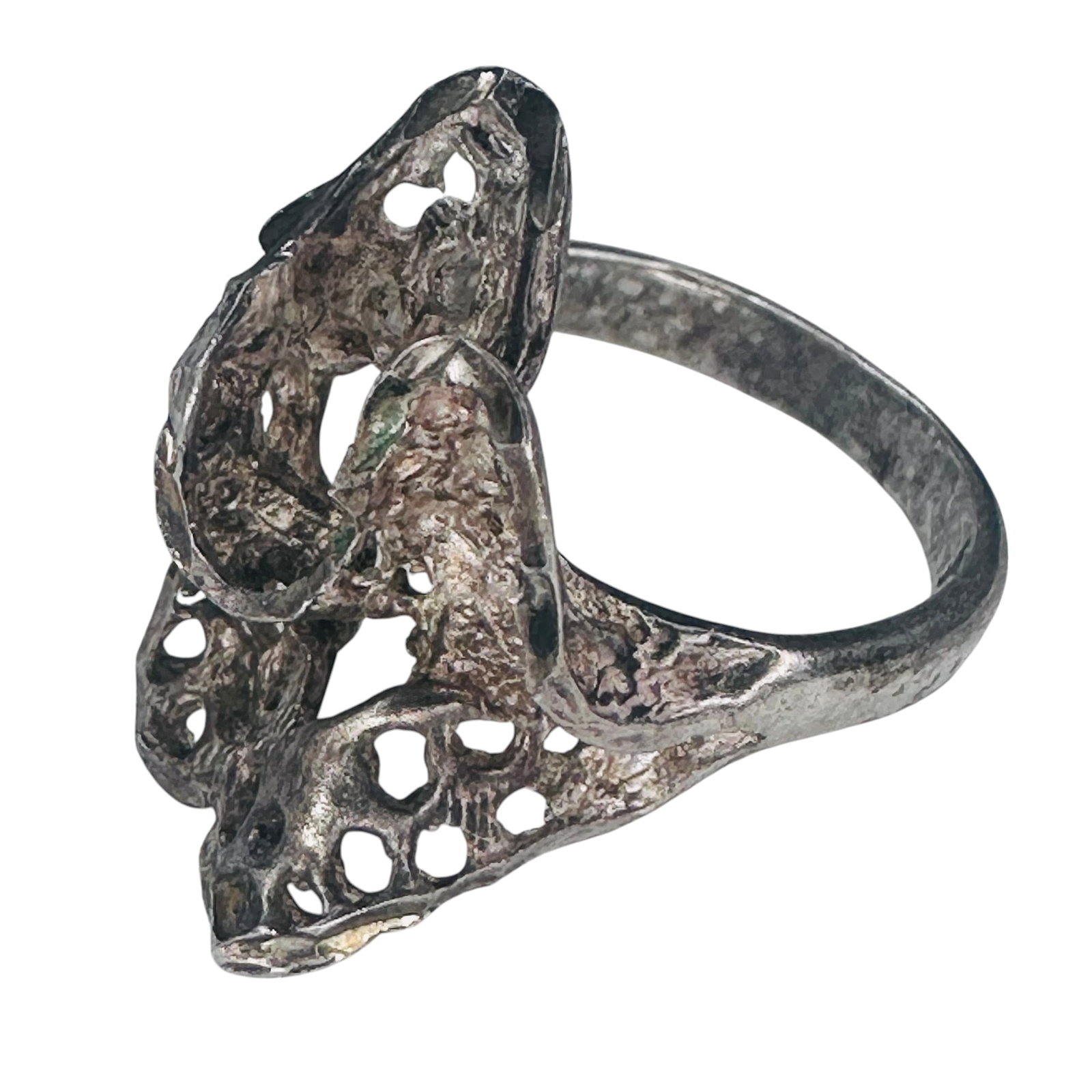 Sterling Silver Brutalist Ring. Size 4.5. 2.97 G. Unknown Mark.: Sterling silver brutalist ring. Size 4.5. 2.97 g. Unknown mark.