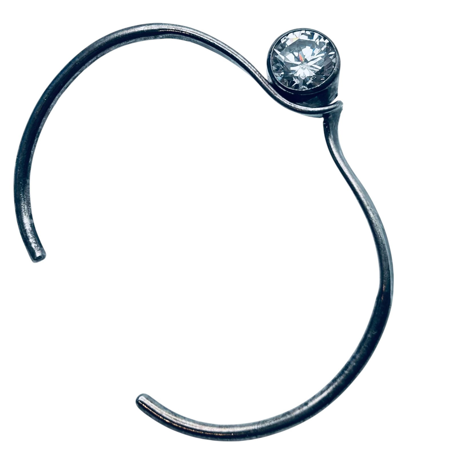 RHINESTONE Sterling Silver Stunning Open Bangle Bracelet. 10.35 G. (1 of 4)