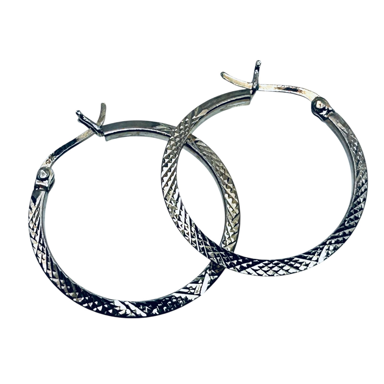 Sterling Silver Gold Colored Textured Hoops. 2.35 G.: Sterling silver gold colored textured hoops. 2.35 g.