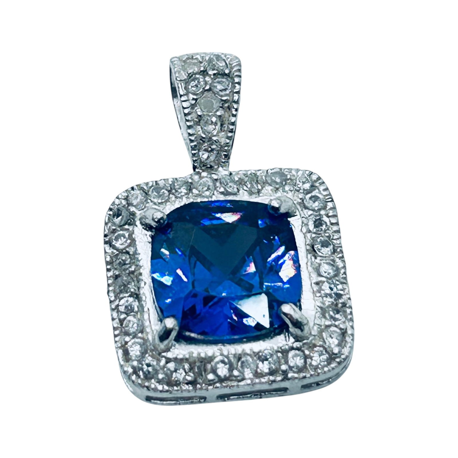 OWC, RHINESTONE Sterling Silver Halo Pendant. 3.15g. (1 of 4)