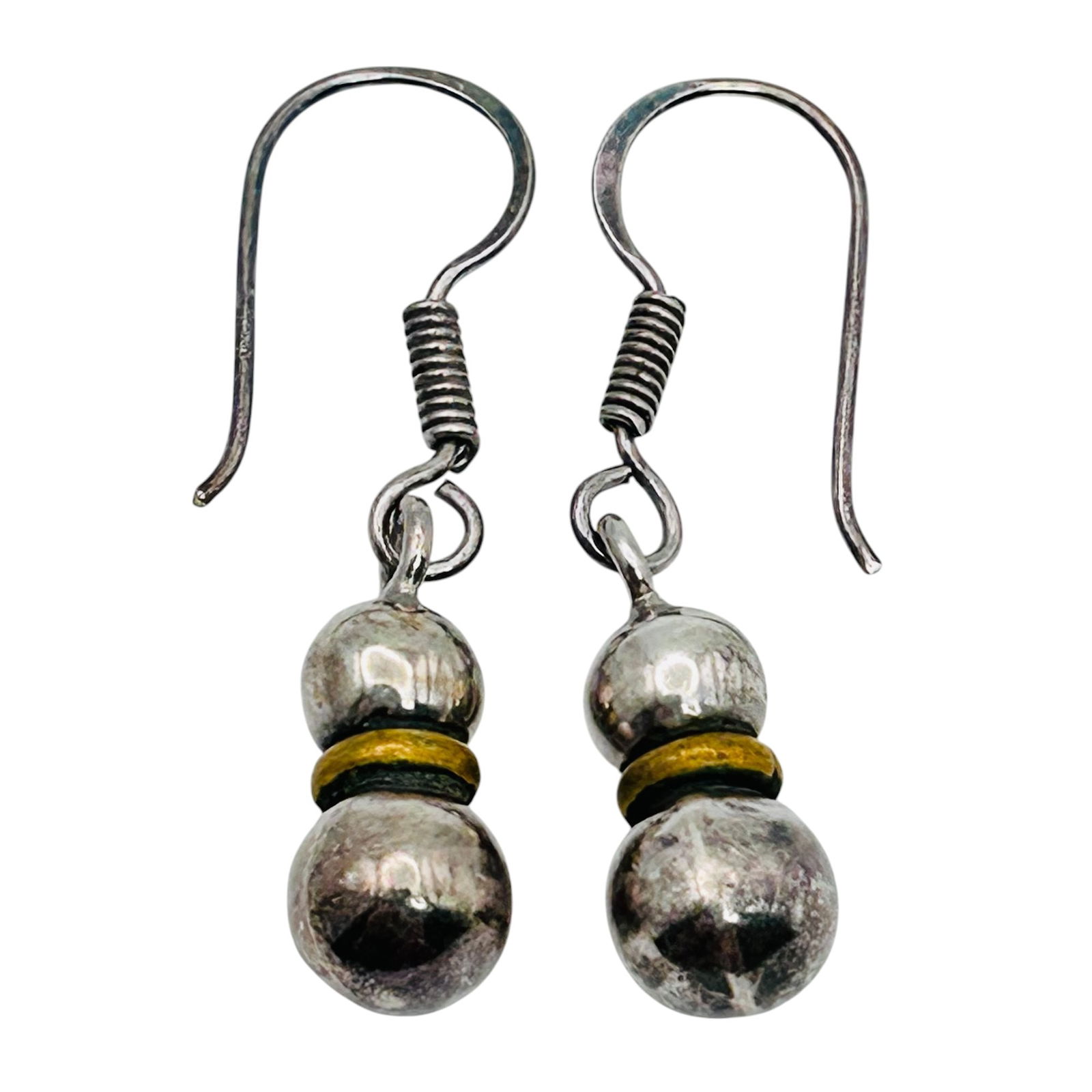 Sterling Silver Double Ball Dangle Earrings 3.78 G: Sterling silver double ball dangle earrings 3.78 g