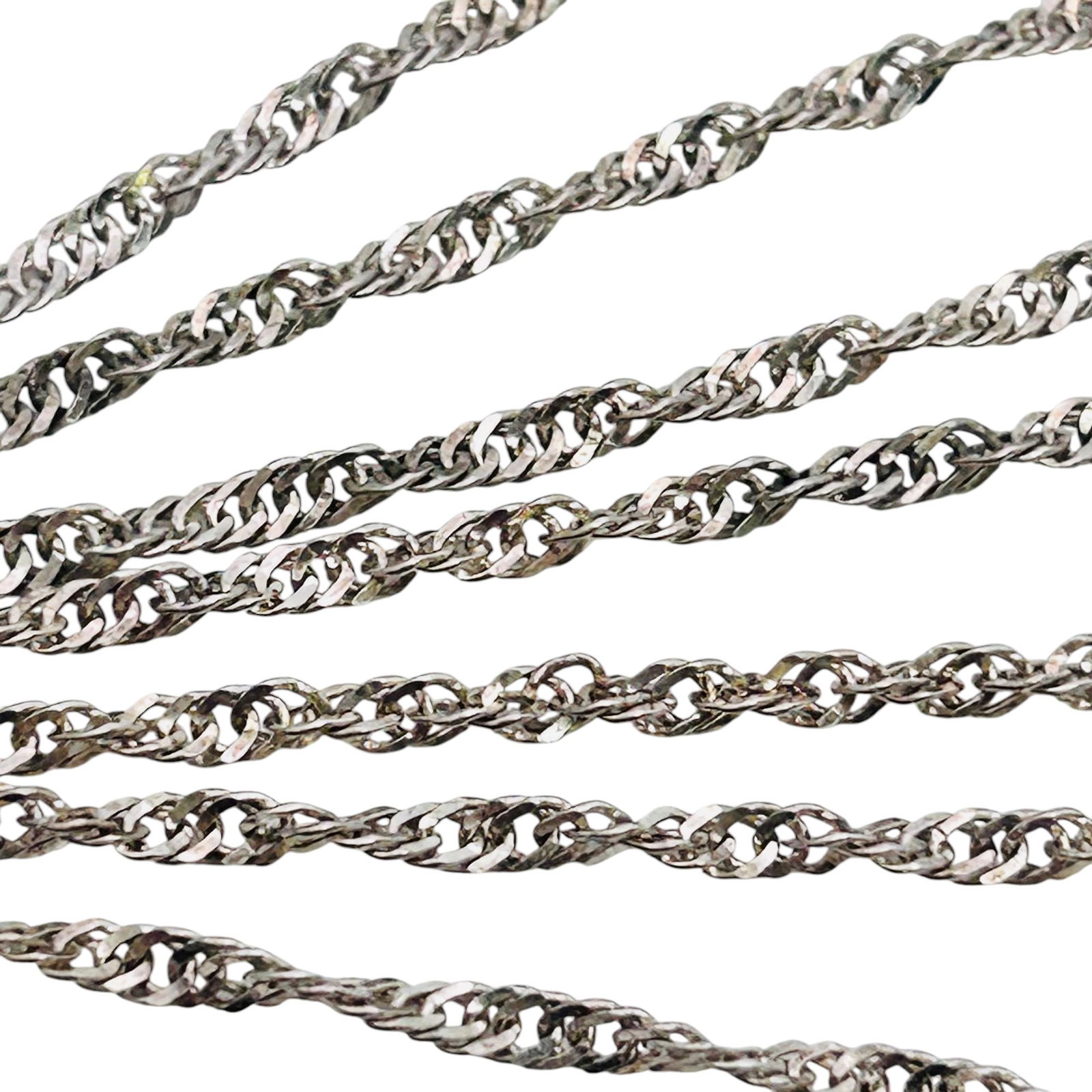 Italy, Sterling Silver Flat Twisted Chain Necklace 4.93 G (1 of 4)