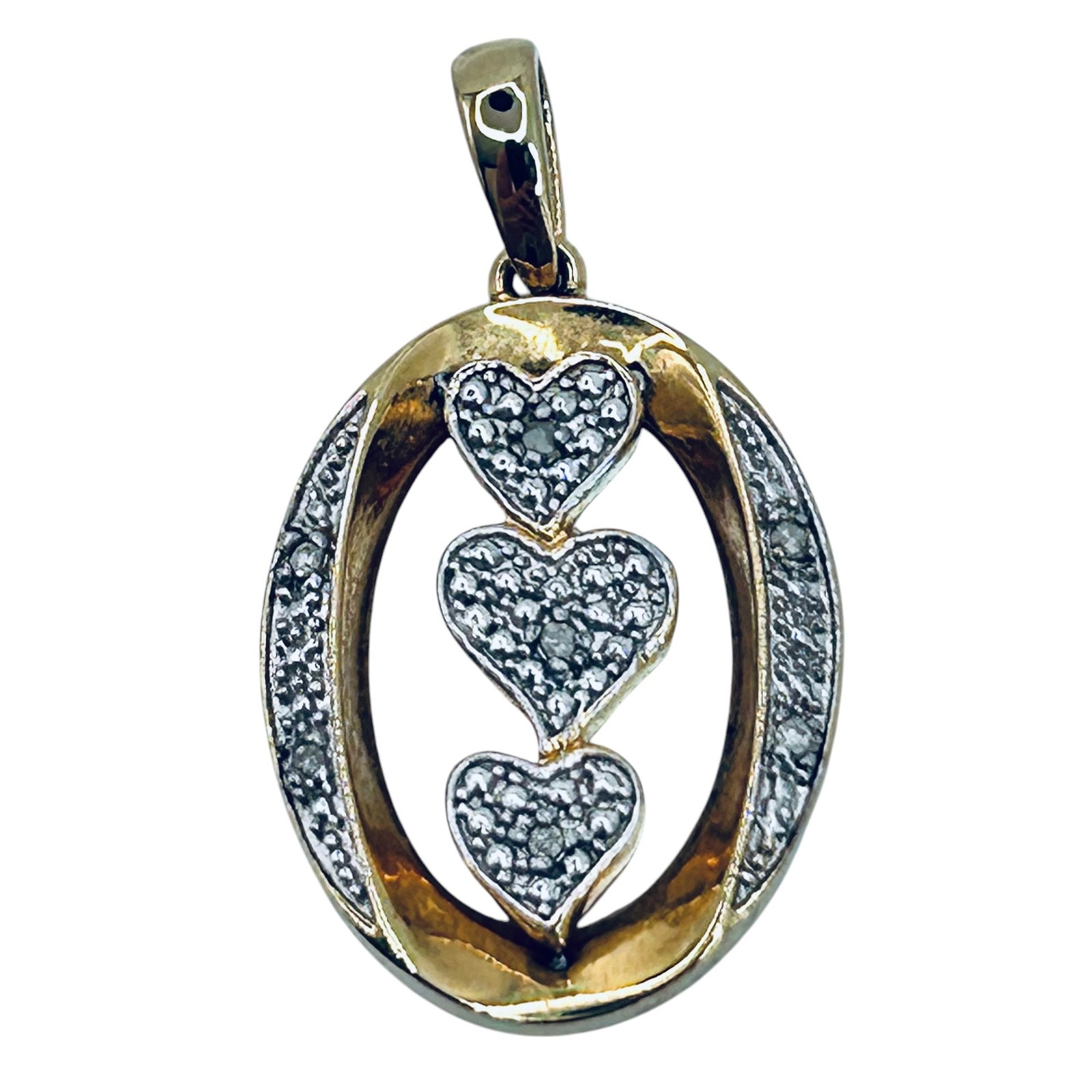 DM, Mother Of Pearl With Marcasite Hearts, Sterling Silver Gold Color Pendant. 4.97 G. Engraved On: DM mother of pearl with Marcasite hearts sterling silver gold color pendant. 4.97 g. Engraved on back.