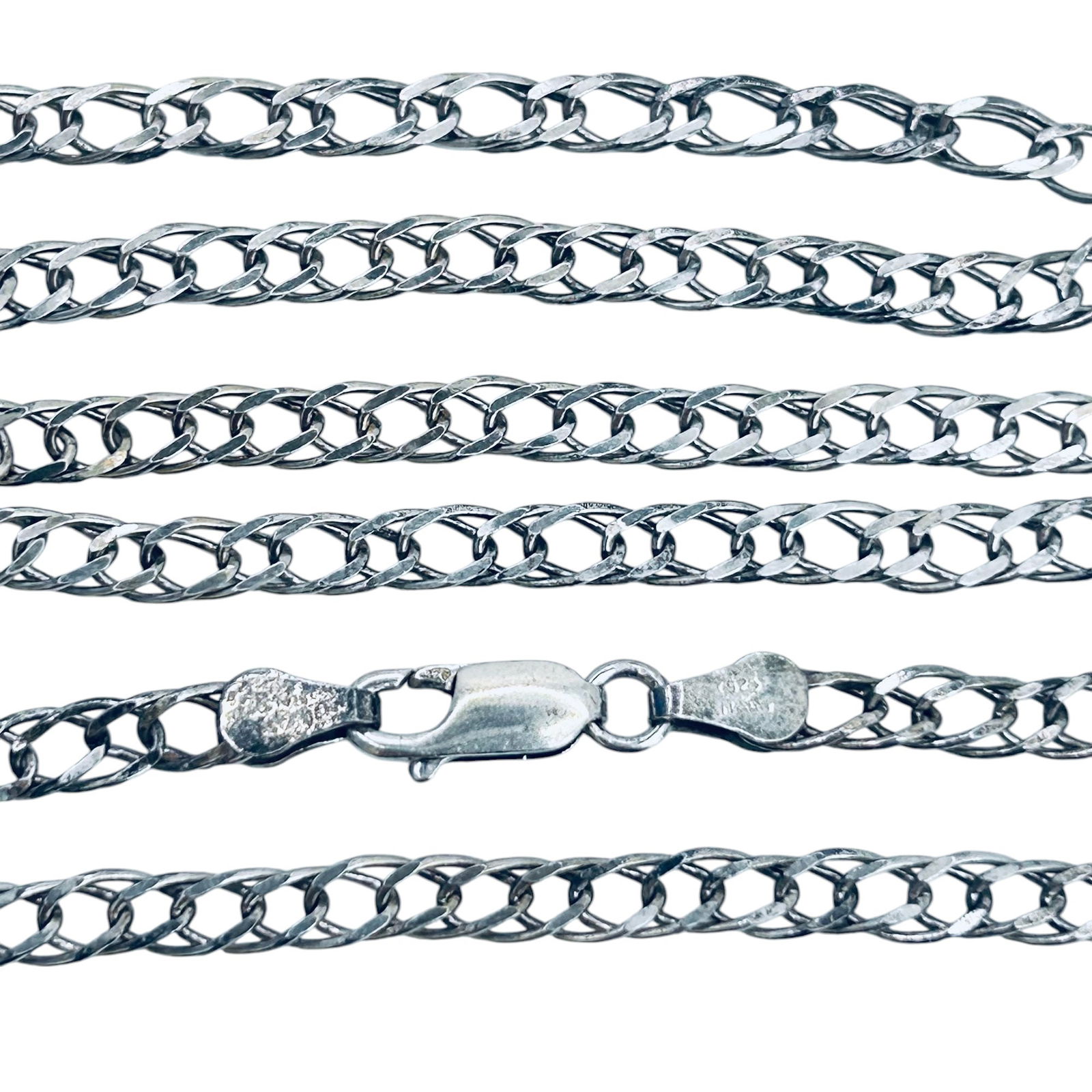 57 AR, Italy Sterling Silver Curb Chain Necklace. 7.08 G. (1 of 3)