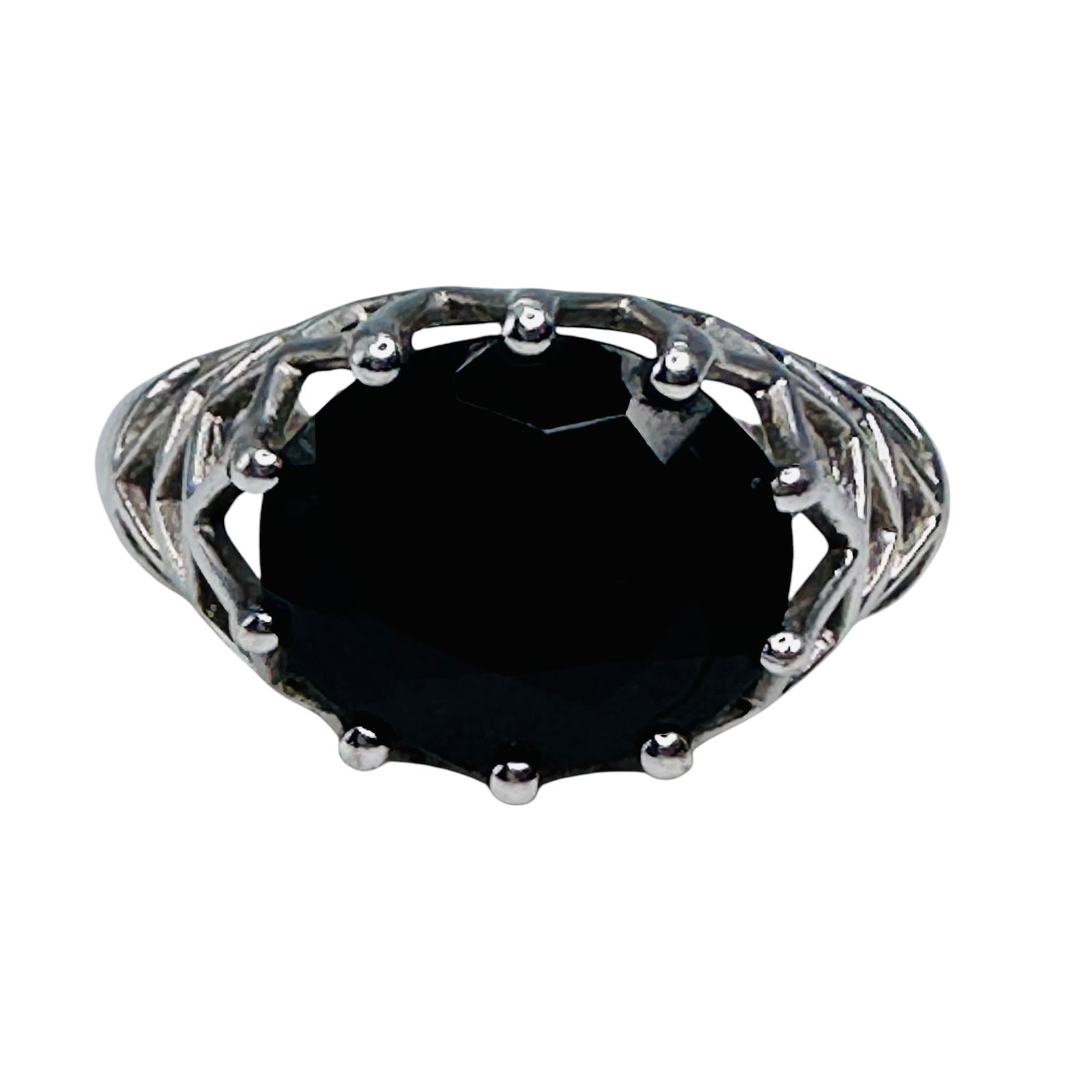 STS, ONYX, Sterling Silver Statement Ring. Size 9. 4.33 G. (1 of 8)
