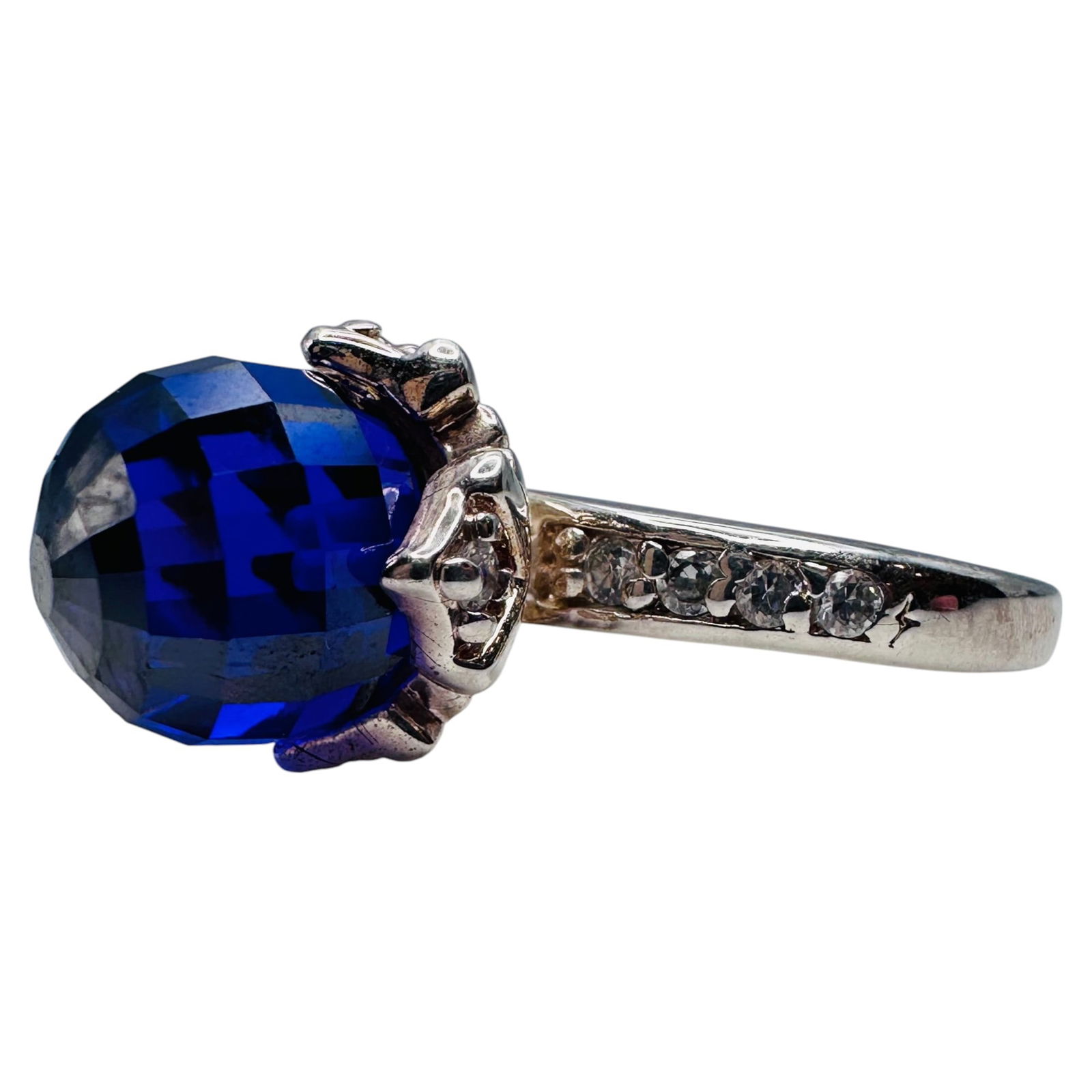 Sterling Silver Purple Rhinestone Statement Ring Size 7, 8.15g (1 of 5)