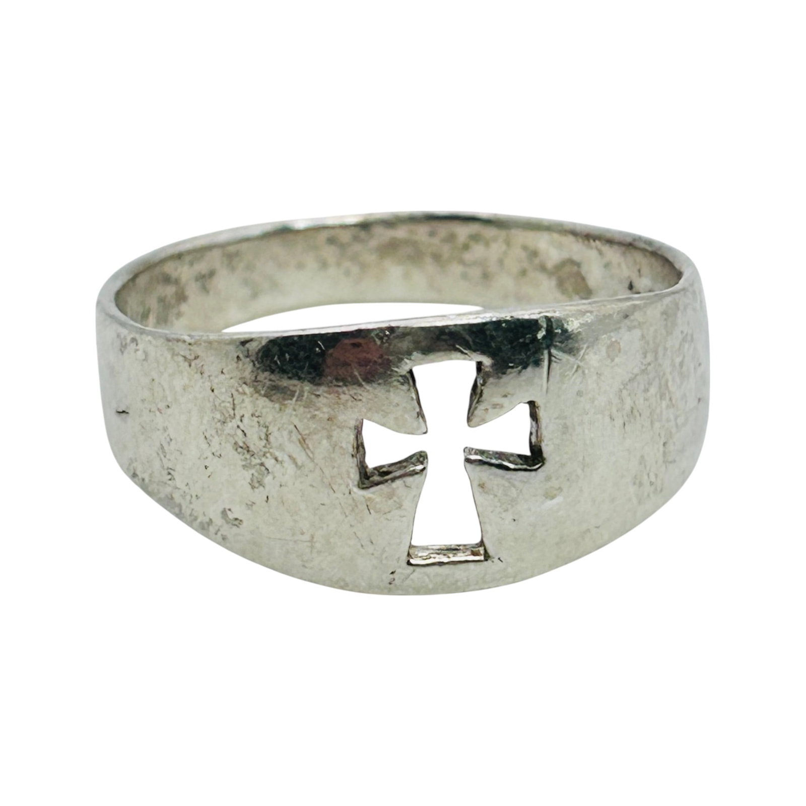 Vintage Sterling Silver Cross Cut Out Ring Size 8, 3.47 G: Vintage sterling silver Cross cut out ring size 8 3.47 g