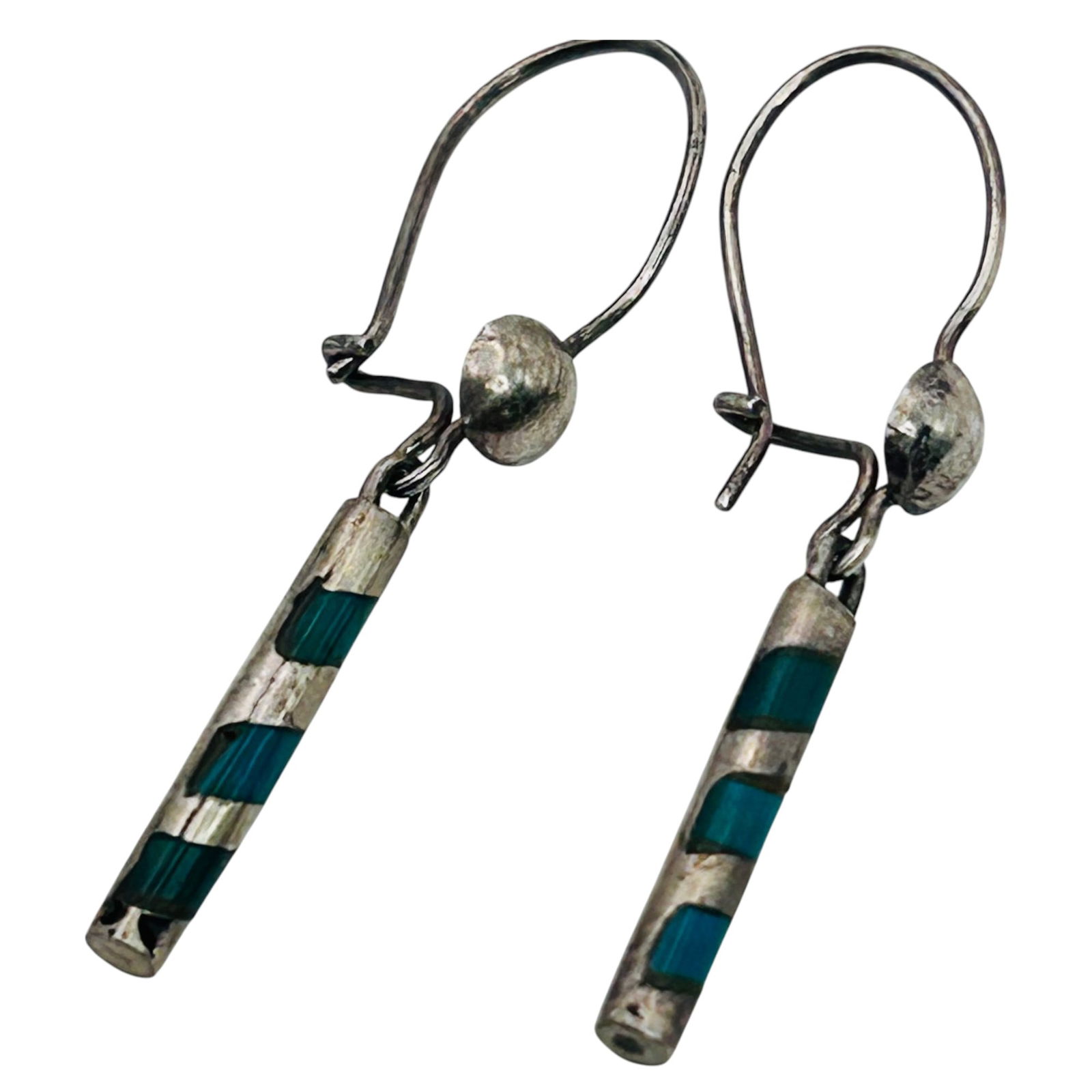 Turquoise Sterling Silver Straight Dangle Earrings 1.12 (1 of 4)