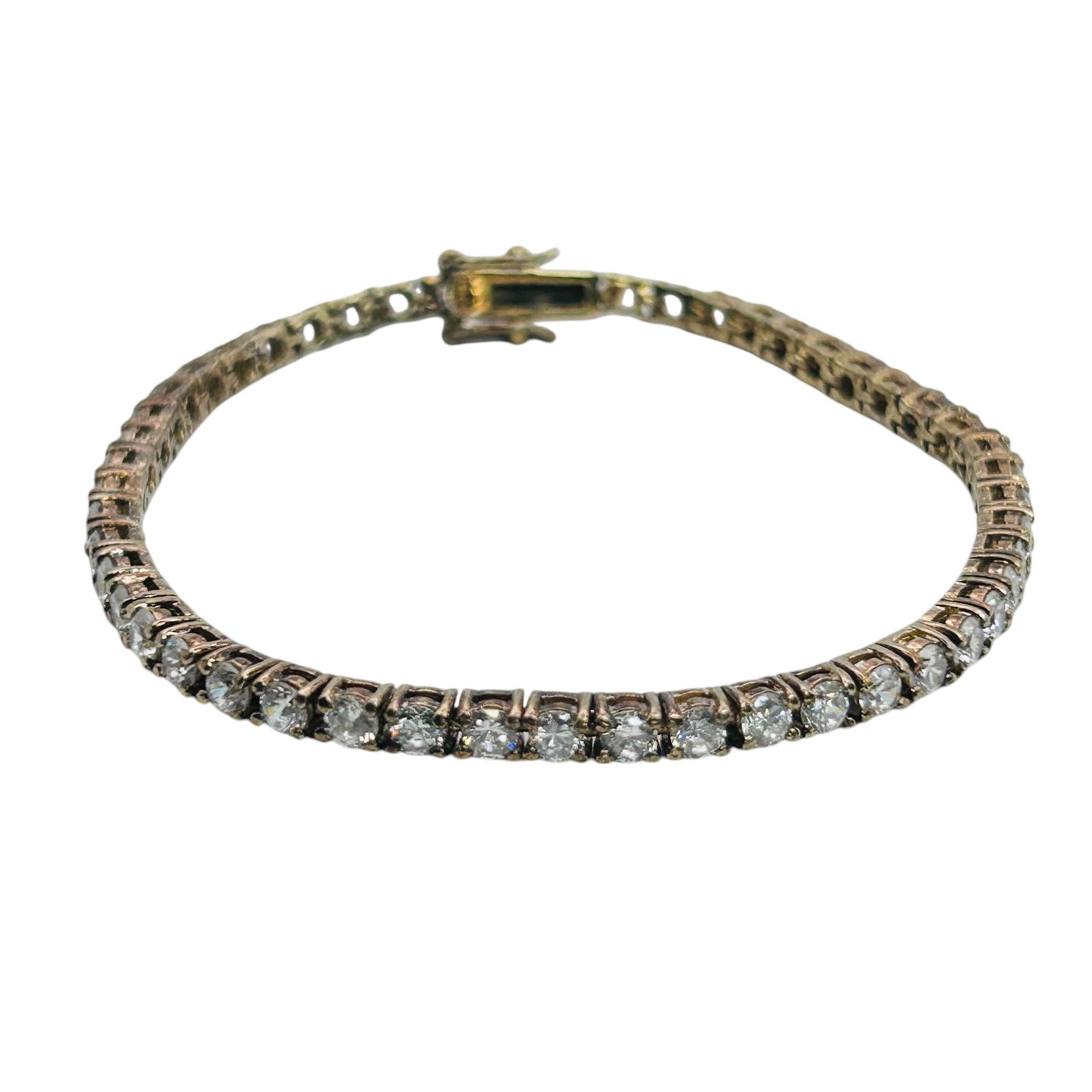 Rhinestone Sterling Silver Tennis Bracelet 10.53 G: Rhinestone Sterling silver tennis bracelet 10.53 g