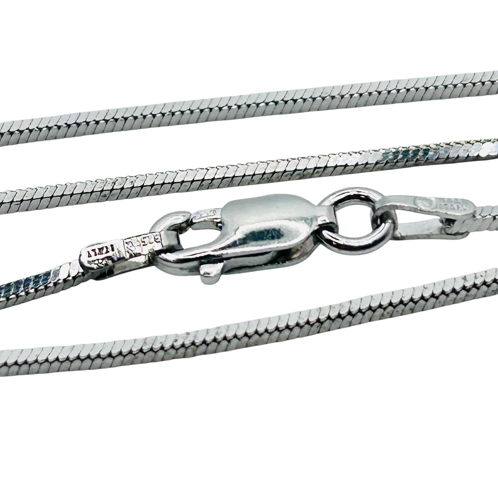 Italy, Sterling Silver Square Snake Chain Necklace. Face Symbol Engraved. 6.32 G. (1 of 5)