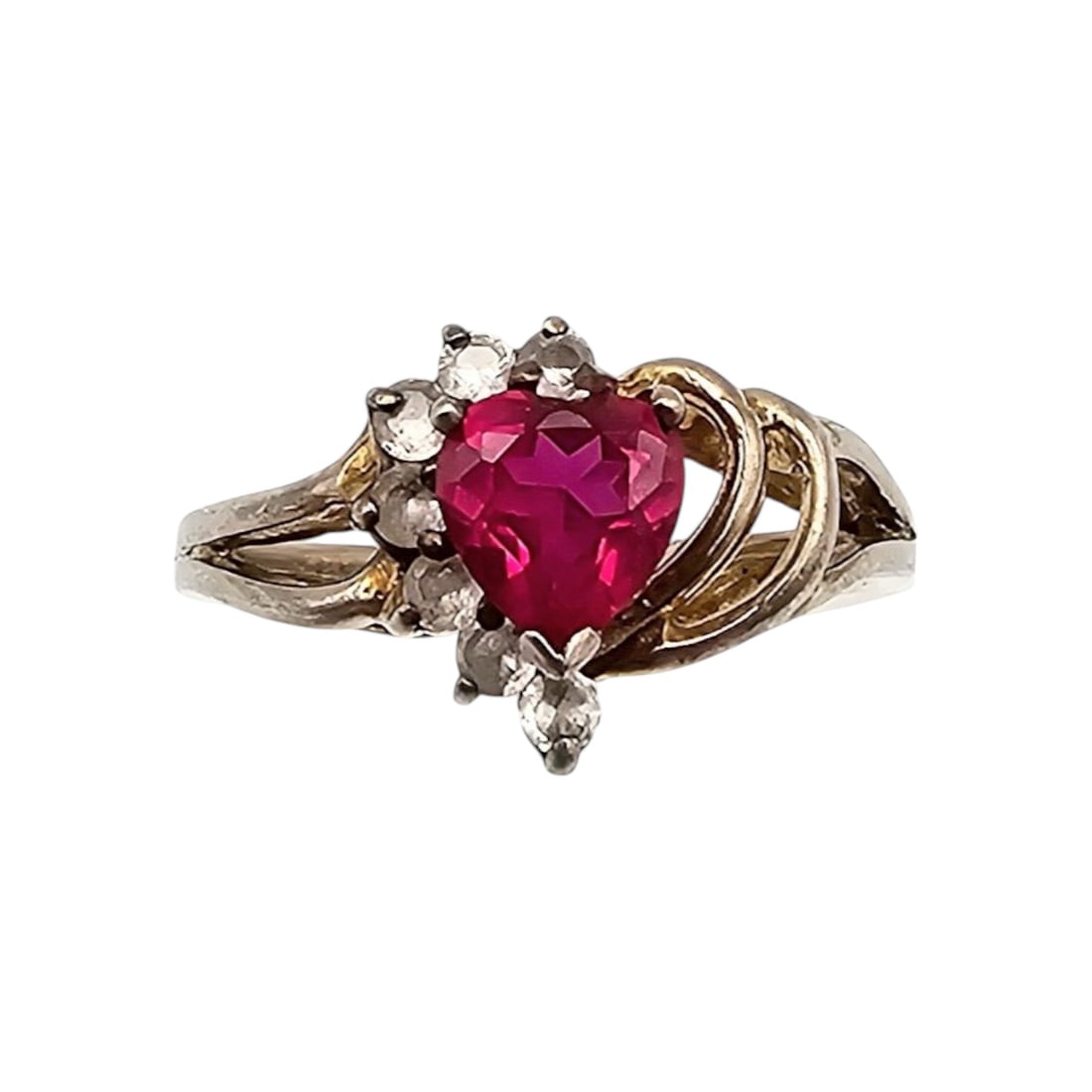 CI Ruby Sterling Silver Cocktail Ring Size 6.75 2.9 G