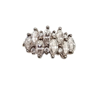 R DQ Cubic Zirconia Sterling Silver Cocktail Ring Size 6.5 4.3 G