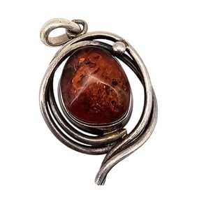 Amber Sterling Silver Pendant 10.7 G