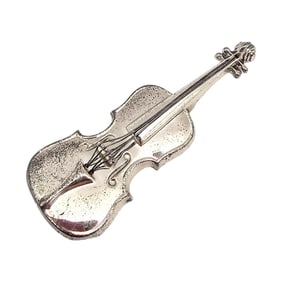 Lang Sterling Silver Violin Brooch 5.3 G