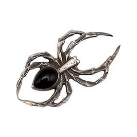 Onyx Sterling Silver Spider Pendant 2.3 G