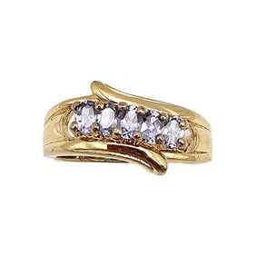 CI99? Rhinestone Gold Over Sterling Silver Cocktail Ring Size 9 6.3 G