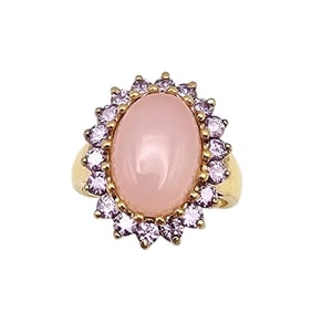 Ross Simons Rose Quartz Amethyst Gold Over Sterling Silver Cocktail Ring Size 7.5 7 G