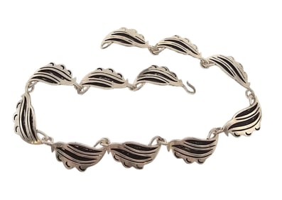 Sterling Silver Wave Link Necklace 56.7 G