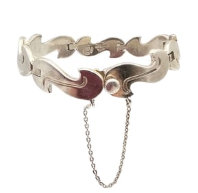 Signed Mexico Sterling Silver Swirl Link Bracelet 35.8 G