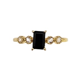 YS India Onyx Gold Over Sterling Silver Cocktail Ring Size 8.25 1.4 G
