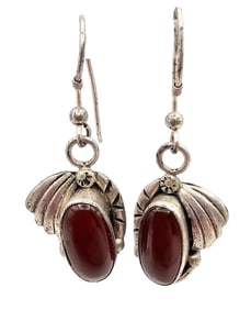 KP Carnelian Sterling Silver Drop Dangle Earrings 5.8 G