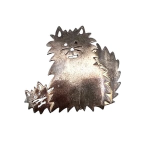 Mexico Sterling Silver Cat With Kitten Brooch 5.2 G
