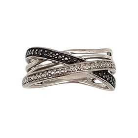 SUN Diamond Sterling Silver Cocktail Ring Size 6.5 3.9 G