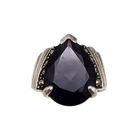 Rhinestone Sterling Silver Cocktail Ring Size 6.5 9.1 G