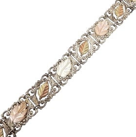 Vintage C Co. 12K Gold Filled Sterling Silver Thermoset Leaf Bracelet 20 G