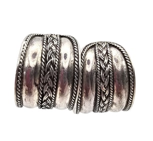 Sterling Silver Braided Center Hoop Earrings 9.2 G
