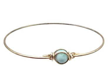 Larimar Sterling Silver Bangle Bracelet 4.1 G