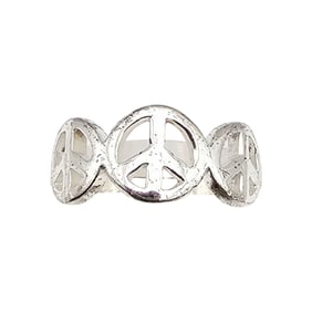 FAS Sterling Silver Peace Sign Ring Size 5.75 2.6 G