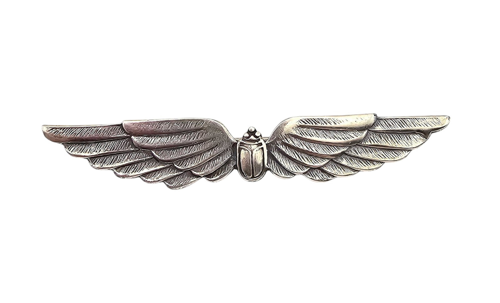 Sterling Silver Scarab Beetle Egyptian Revival Brooch 7 G: Sterling Silver Scarab Beetle Egyptian Revival Brooch 7 G