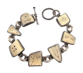 Vintage Bone? Sterling Silver Toggle Bracelet 28.9 G