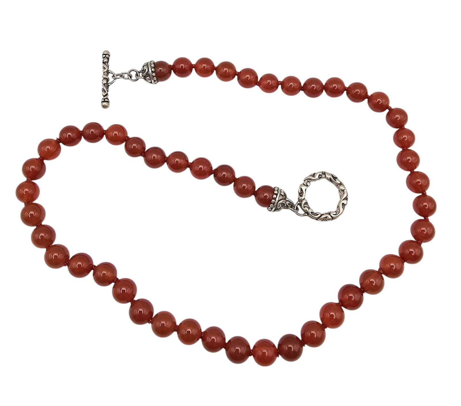 A Carnelian Sterling Silver Toggle Necklace 43.3 G (1 of 3)