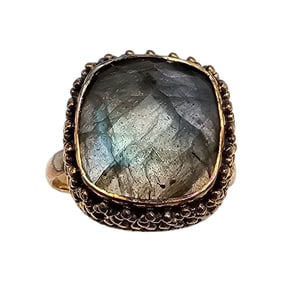 YS India Labradorite Gold Over Sterling Silver Ring Size 9.25 8.1 G
