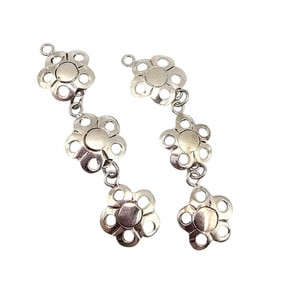 Sterling Silver Flower Drop Dangle Earring Pieces 6.4 G