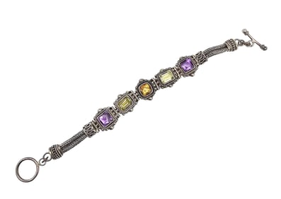 BA Gemstone Sterling Silver Toggle Bracelet 38.1 G