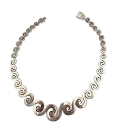 Mexico Sterling Silver Swirl Link Necklace 133.9 G