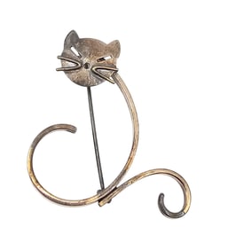 BEAU Sterling Silver Cat Brooch 4.9 G
