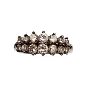 NV Rhinestone Sterling Silver Cocktail Ring Size 7.25 3.2 G