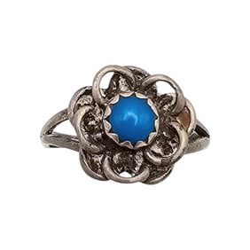 Navajo Turquoise Sterling Silver Ring Size 2.25 1.6 G