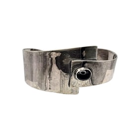 Gemstone Sterling Silver Modernist Cuff Bracelet 38.3 G